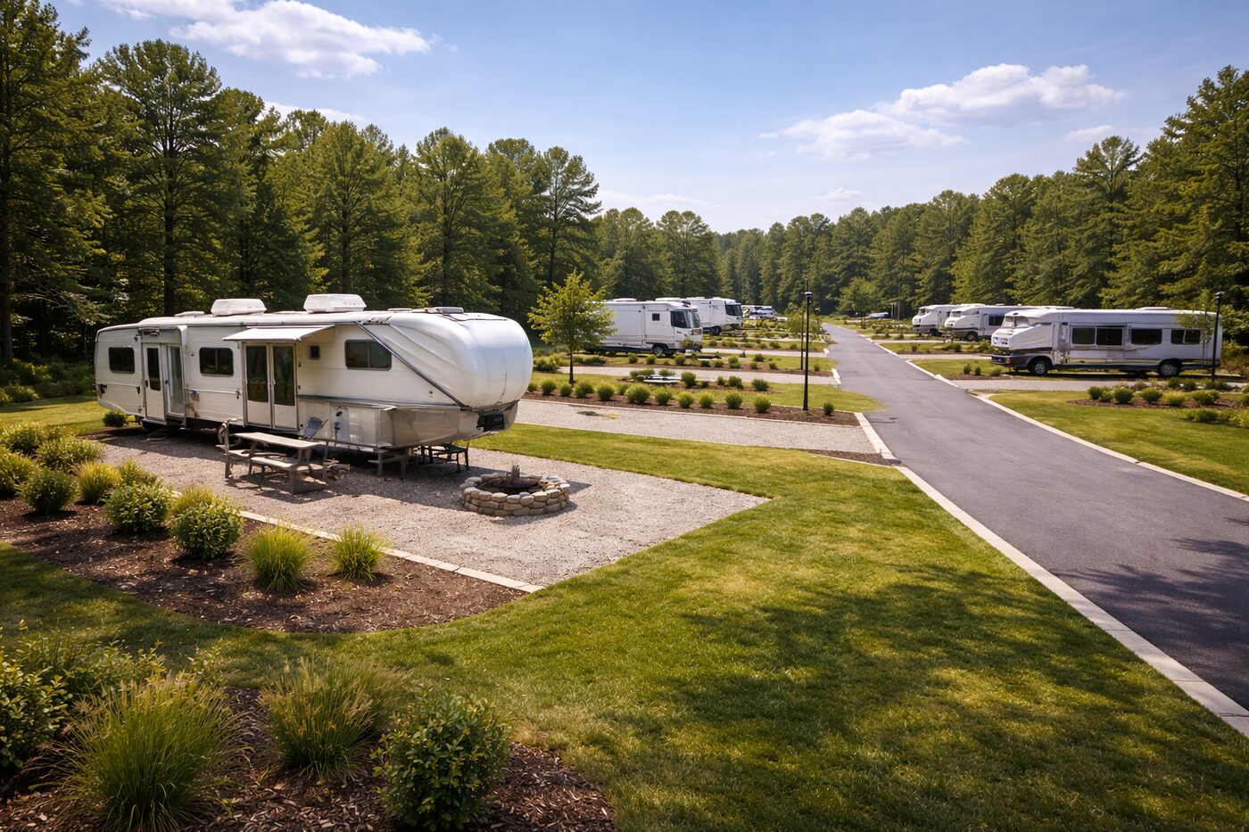 Outdoor truck and RV parking lot